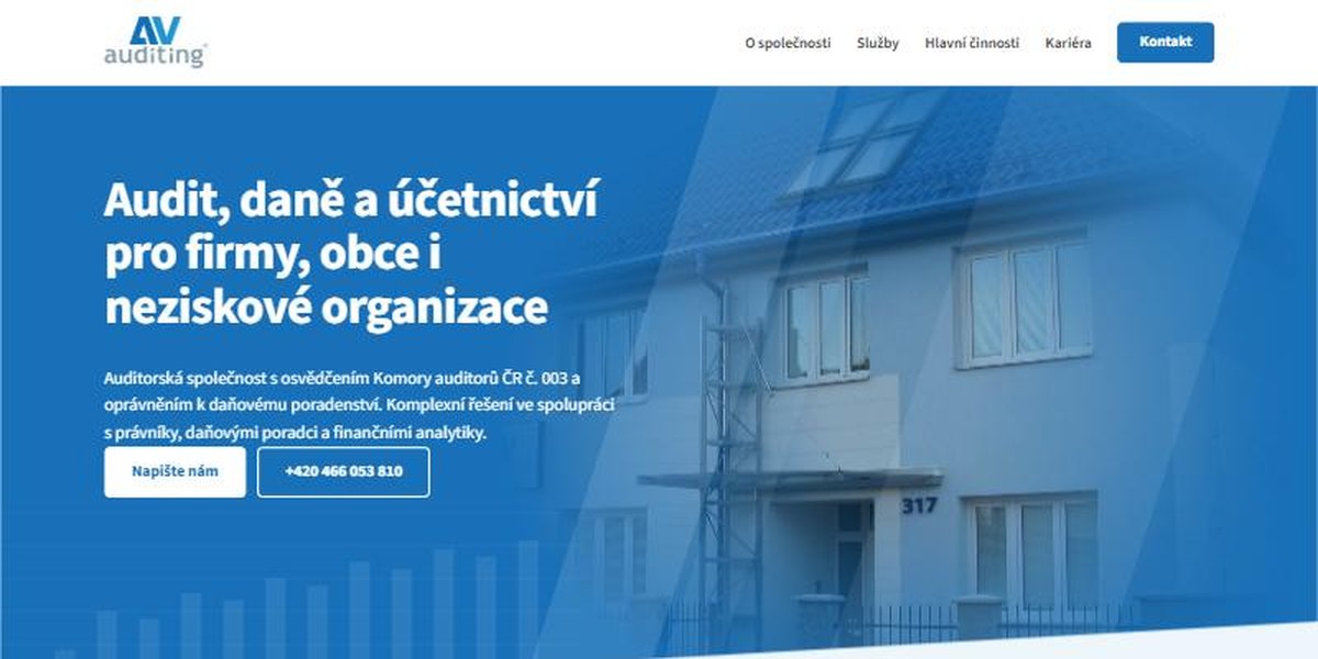 Ukázka webu av-auditing.cz – tvorba webových stránek na WordPressu
