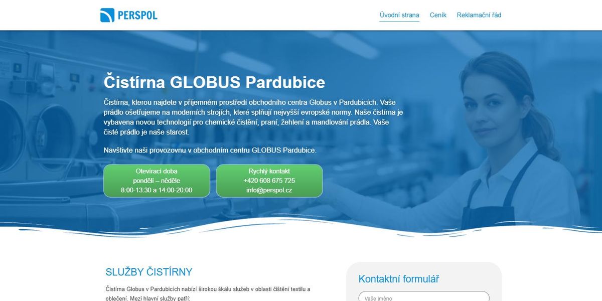 Ukázka webu cistirna-globus.cz – tvorba webových stránek na WordPressu
