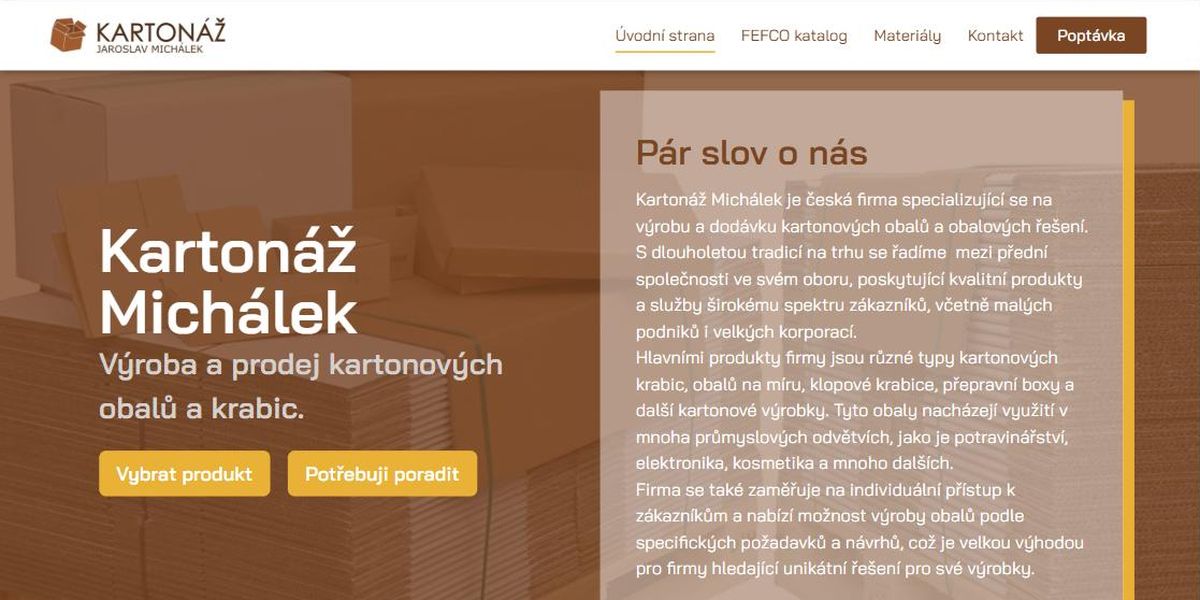 Ukázka webu obaly-kartonaz.cz – tvorba webových stránek na WordPressu