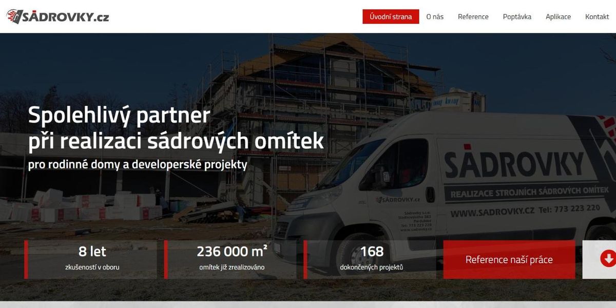 Ukázka webu sadrovky.cz – tvorba webových stránek na WordPressu